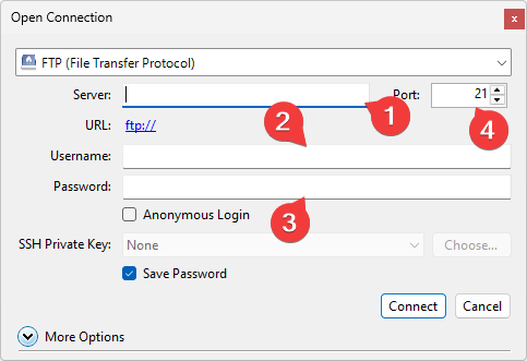Cyberduck Login Details