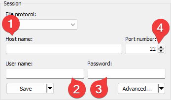 WinSCP Login Details